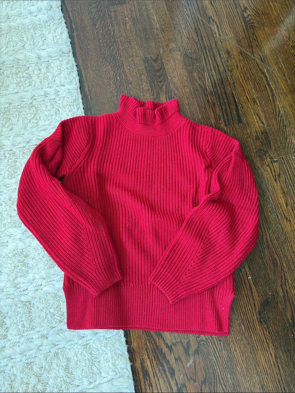 Club Monaco Bright Red Ribbed Mock Turtleneck Sweater